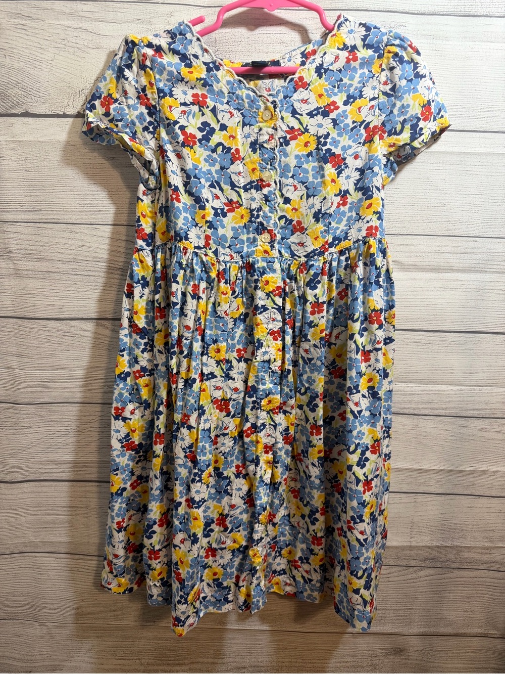 Polo by Ralph Lauren Blue, Yellow & Red Floral Button-Front Girls Dress